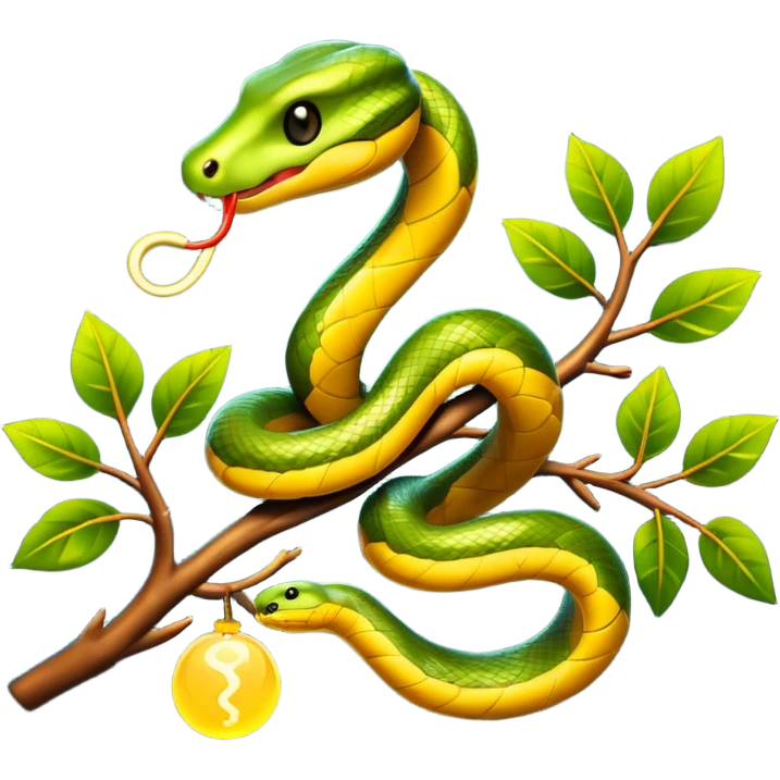 Snake wrapped around a glowing branch emoji