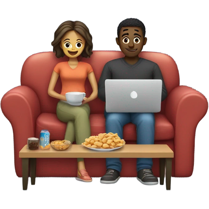 Husband and wife up late watching movies  emoji