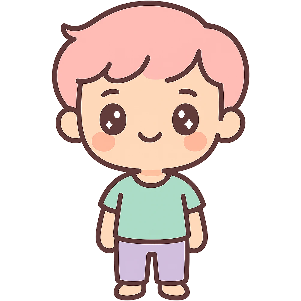 a cute twink, delicate face, casual clothes, friendly look, cartoon style emoji