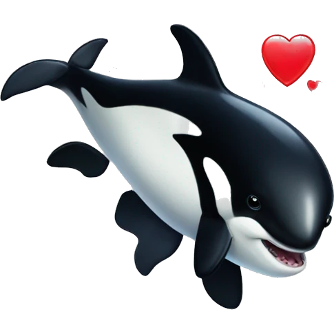 Orca whale with a heart emoji