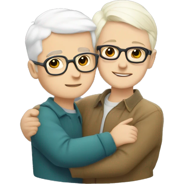 Vukashenko hugging boy with white short hair and with glasses emoji