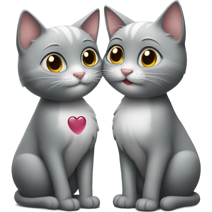 Two grey cats build a heart emoji