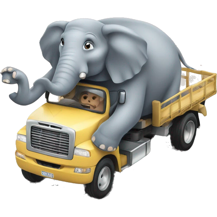 Elephant wh driving truck emoji