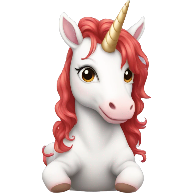 Baby unicorn with red hair emoji