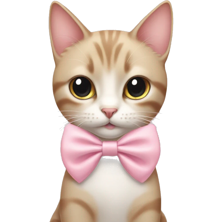 Cat with light pink bow saying am just a girl emoji