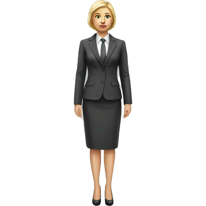 Russian woman full length in suit photorealistic serious emoji