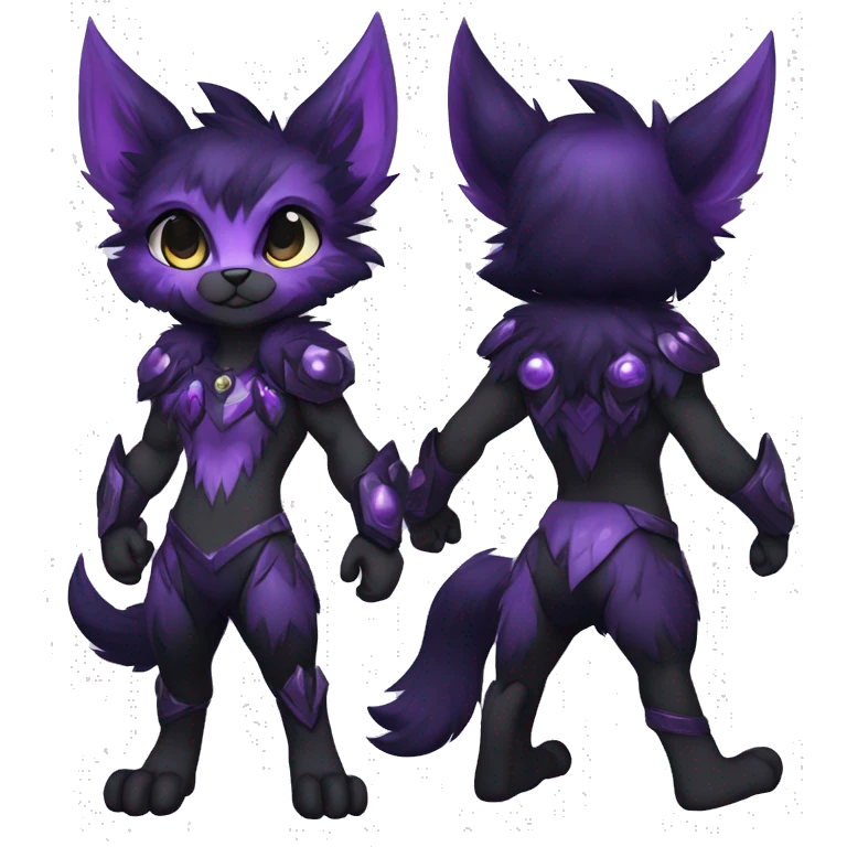 Anthro-Edgy-Cool-Black-Purple-Contrast-Colors-Fantasy-Fur-Sona-Chibi-Shiny-Fakémon-Hybrid full body emoji