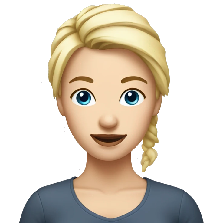 woman with blond Hair and Blue Eyes growing rosemary out of her head emoji