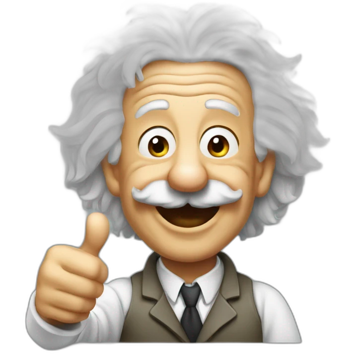 albert einstein with one thumbs up emoji