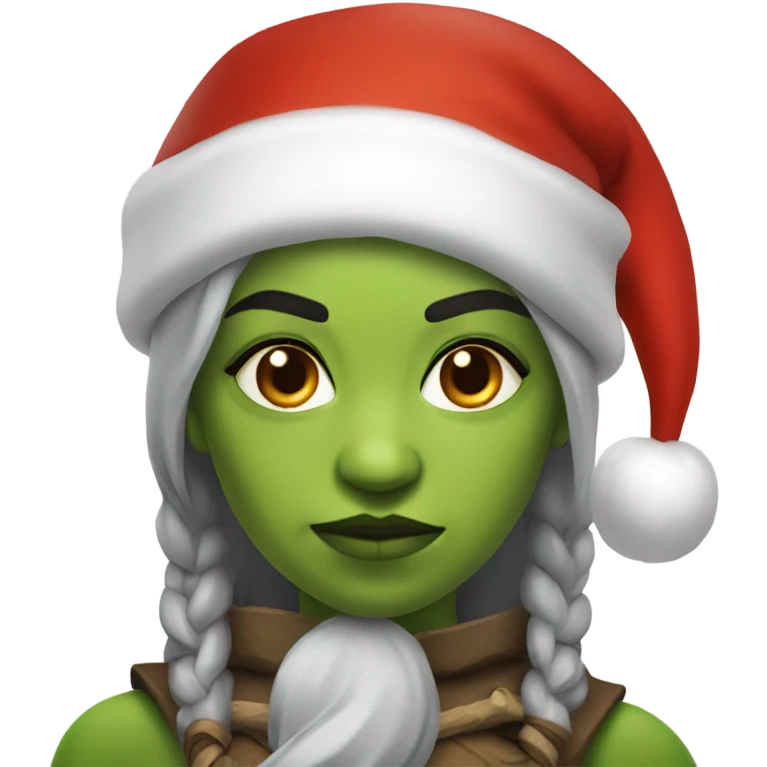 orc female warrior with santa hat emoji