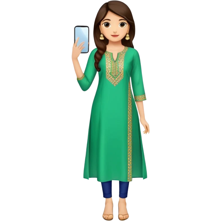 A-line green kurti with mirror work and side slits emoji