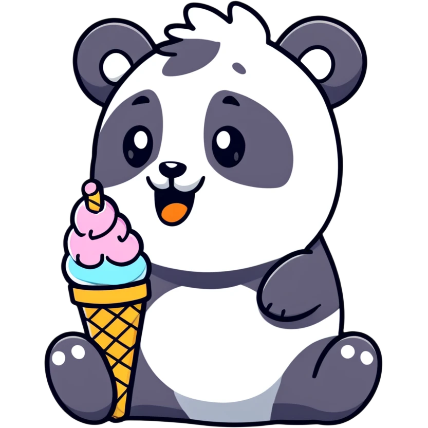 Panda eating ice cream emoji