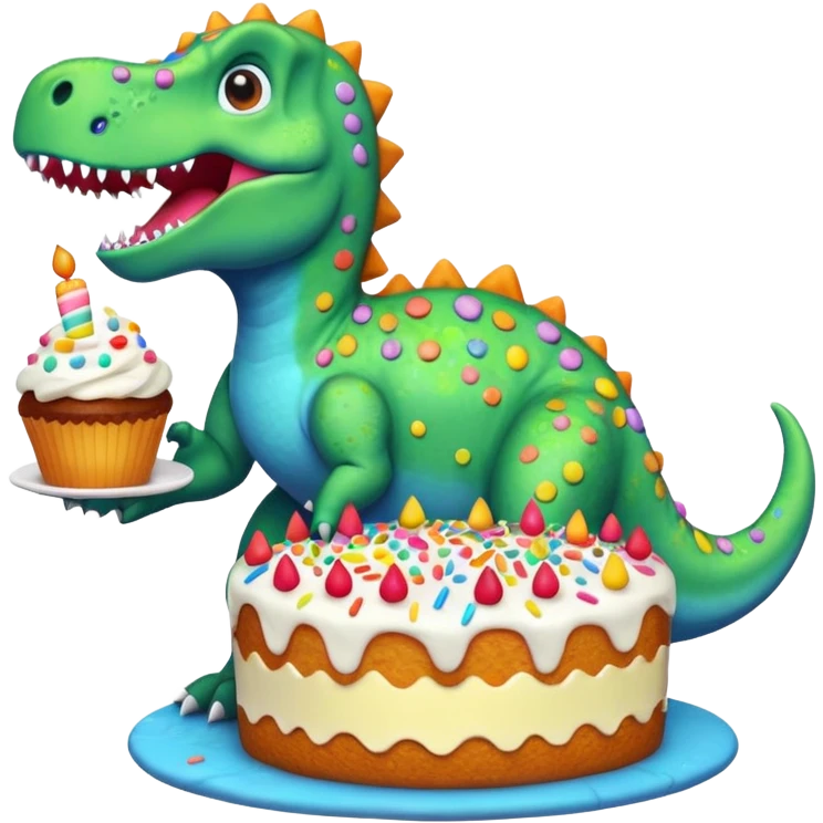 dino eating cake  emoji
