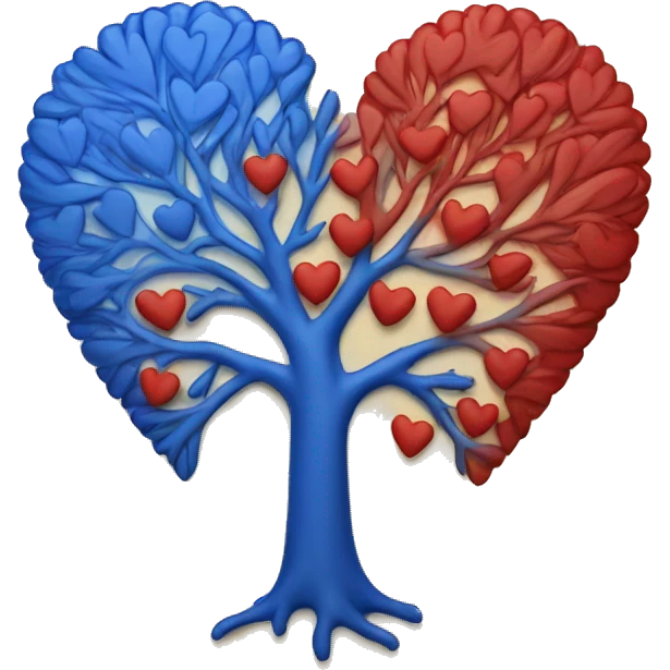 a red and blue heart with tree emoji