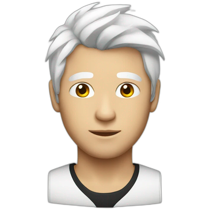 young man with white hair and poker emoji