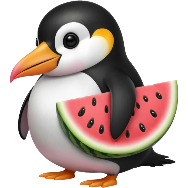 penguin eating watermelon emoji