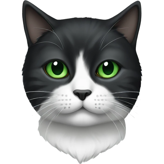 A black and white Scottish cat with green eyes emoji