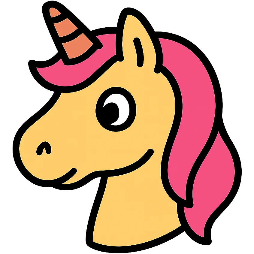 very interested unicorn emoji
