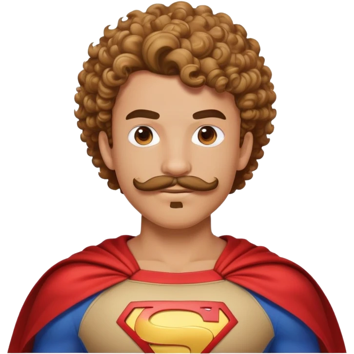young teenage superhero sidekick with impressive curly mustache, smaller version of beard superhero costume emoji