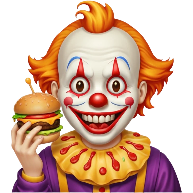 Art the clown from terriffer eating a burger emoji