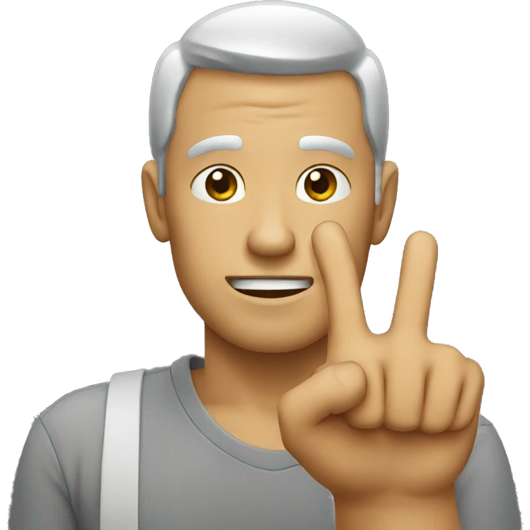 a man showing his two fingers emoji