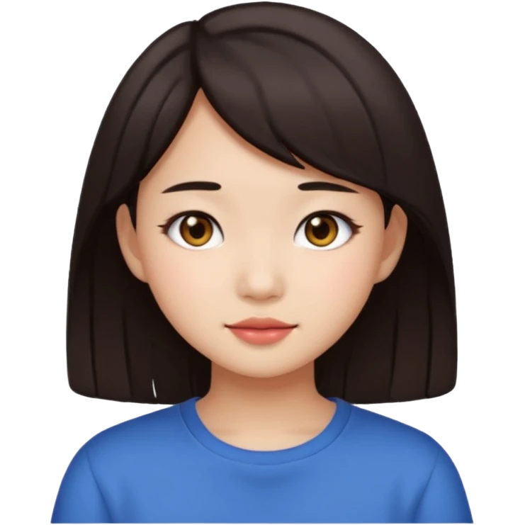 clean girl aesthetic emoji, asian beautiful dark brown hair emoji