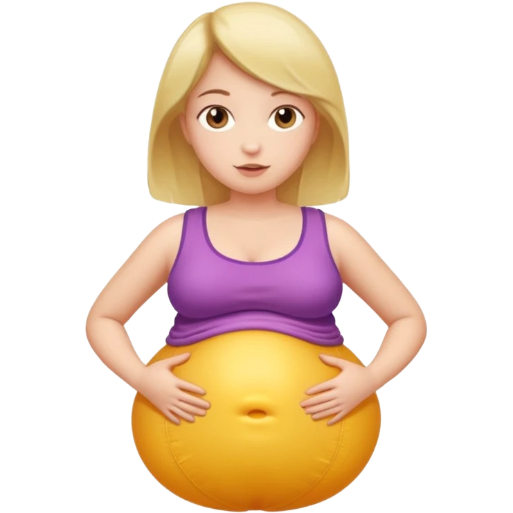 Girl with inflating belly emoji