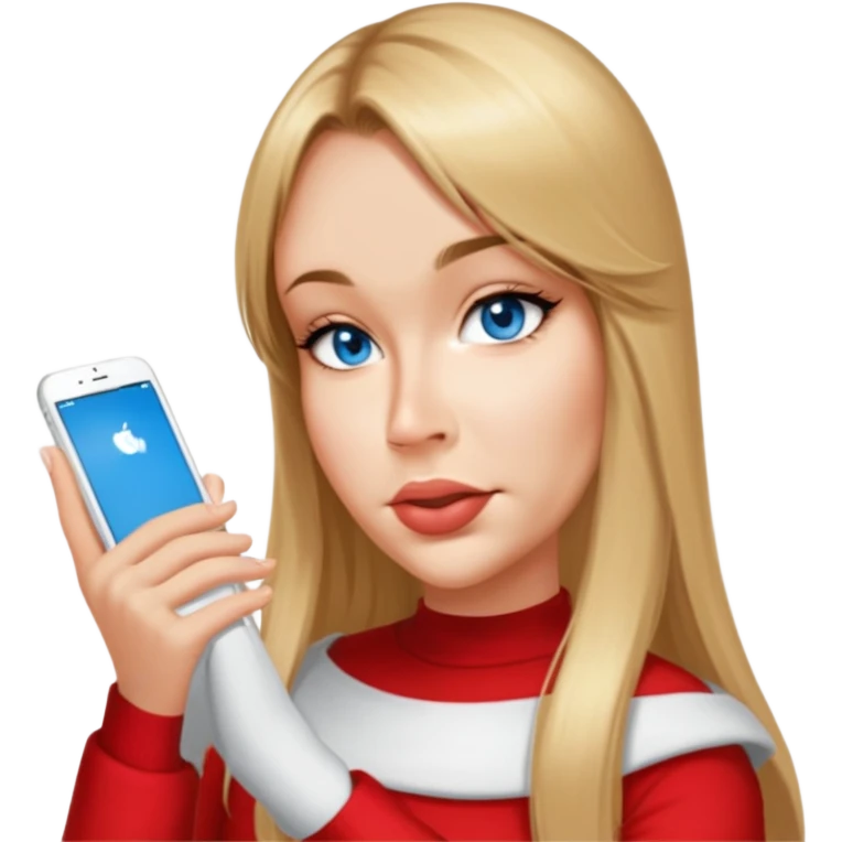 female, wearing red shirt, long mittle-blonde hair with volumnious curtan bangs emoji