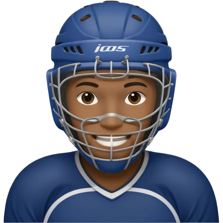  black Hockey player who have  a goalkeeper mask which have small holes emoji