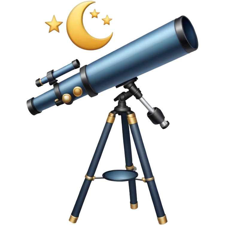An icon featuring a telescope, stars, and a planet, symbolizing astronomy. The design includes a crescent moon, distant galaxies, and constellations, representing the study of space and celestial bodies. Transparent background highlights the exploration of the universe and cosmic phenomena. emoji