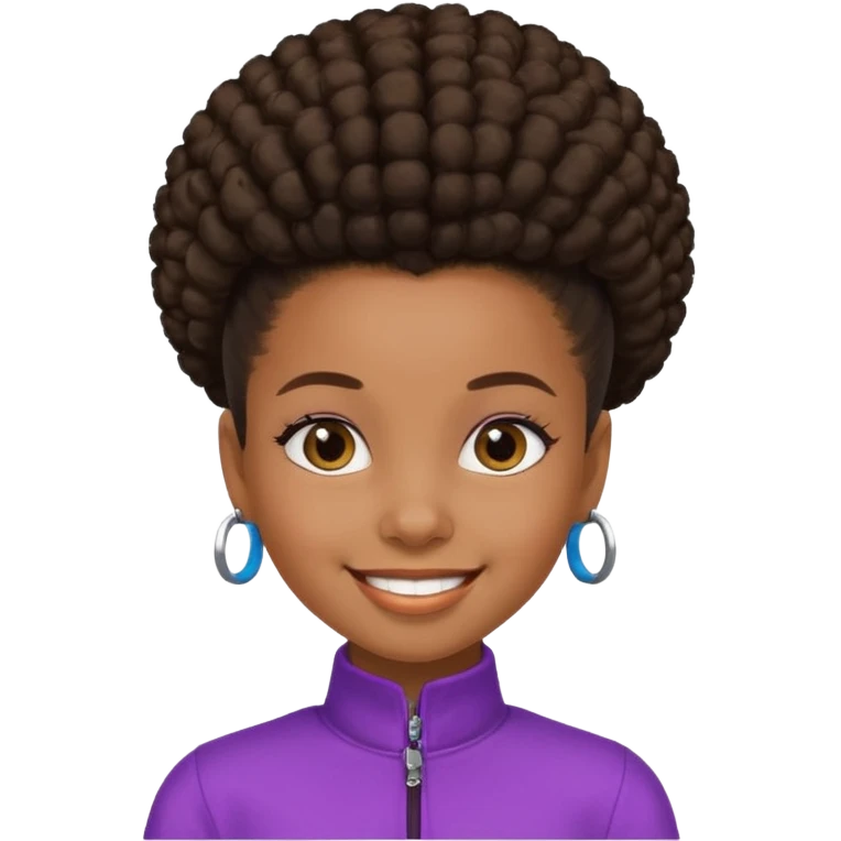 black girl with slick back afro puffkid emoji