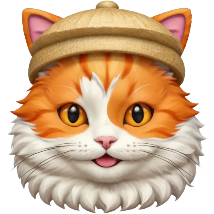 happy cat wearing a hat made out of sushi emoji