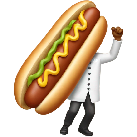 A hotdog dancing emoji
