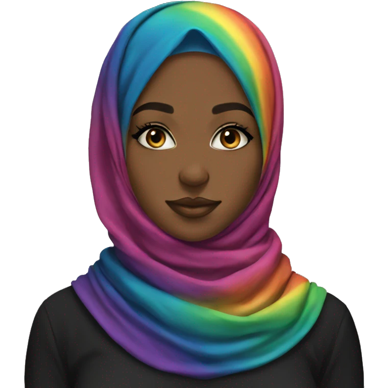 Rainbow hijab kissing black hijab emoji