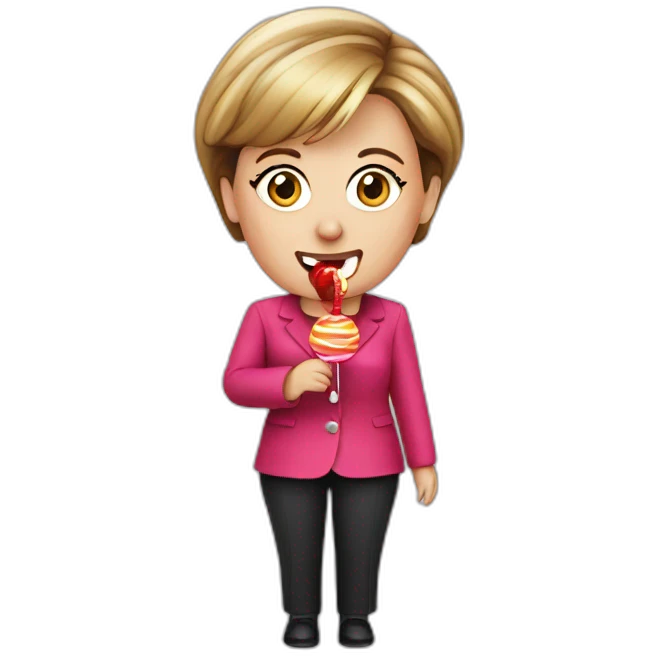 angela merkel with lollipop emoji