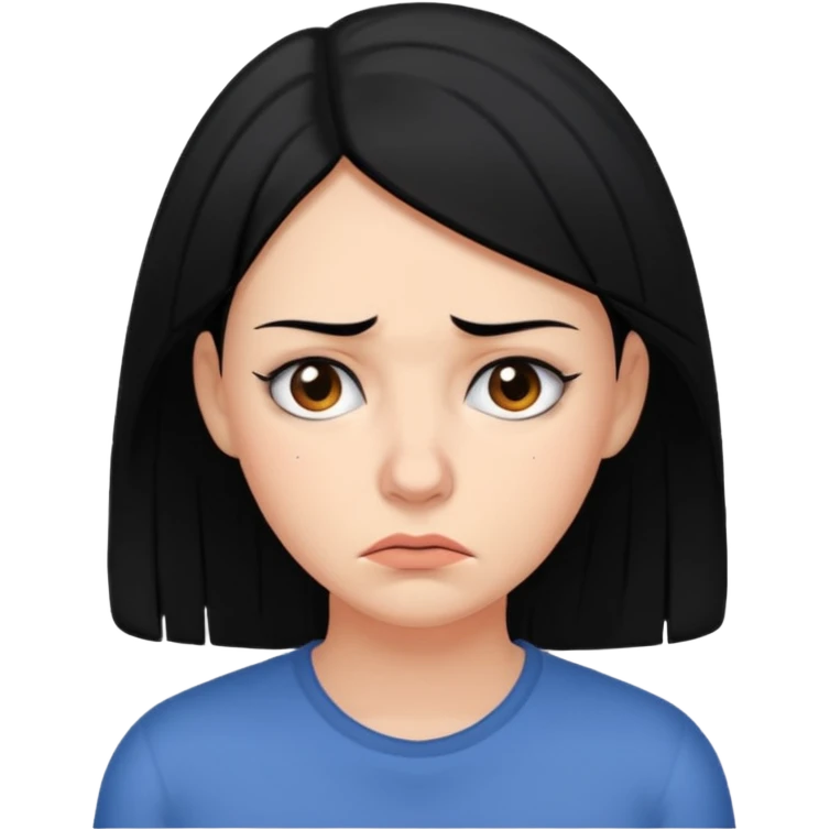 A worried woman, black hair emoji
