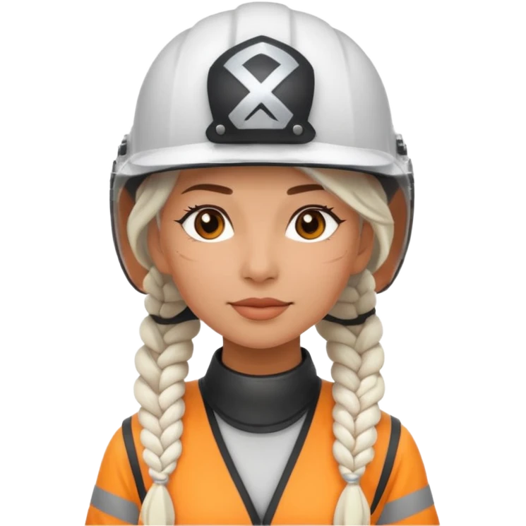 woman with white braided hair in helmet emoji
