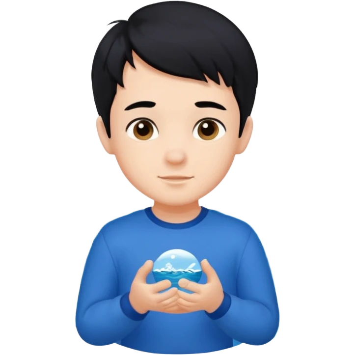 검은 머리의 소년, 옷을 입고 있는 바다를 좋아하고, 완벽을 추구하는, 귀여운, 게임을 좋아하는 emoji