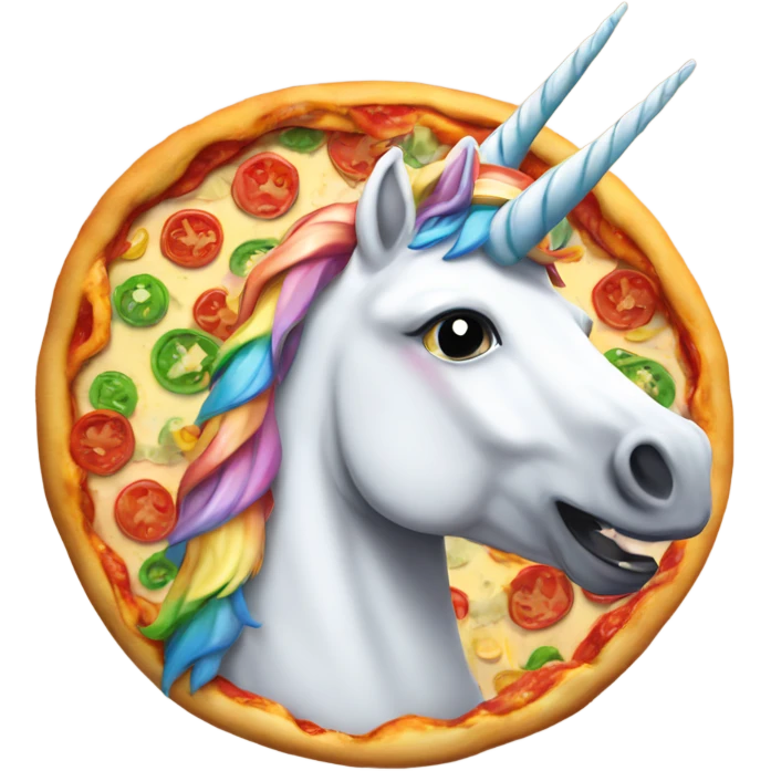 Unicorn eat rainbow pizza emoji