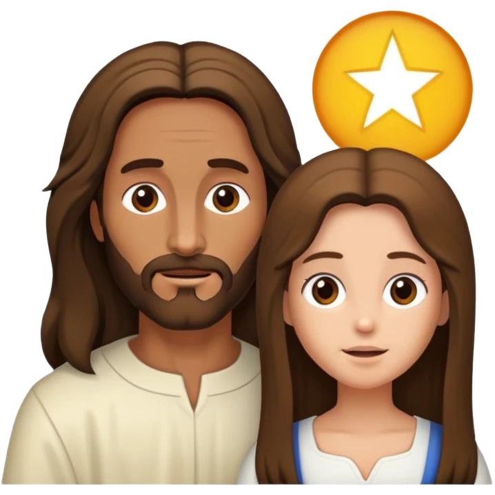 Jesus abraçando uma menina de cabelo cacheado emoji