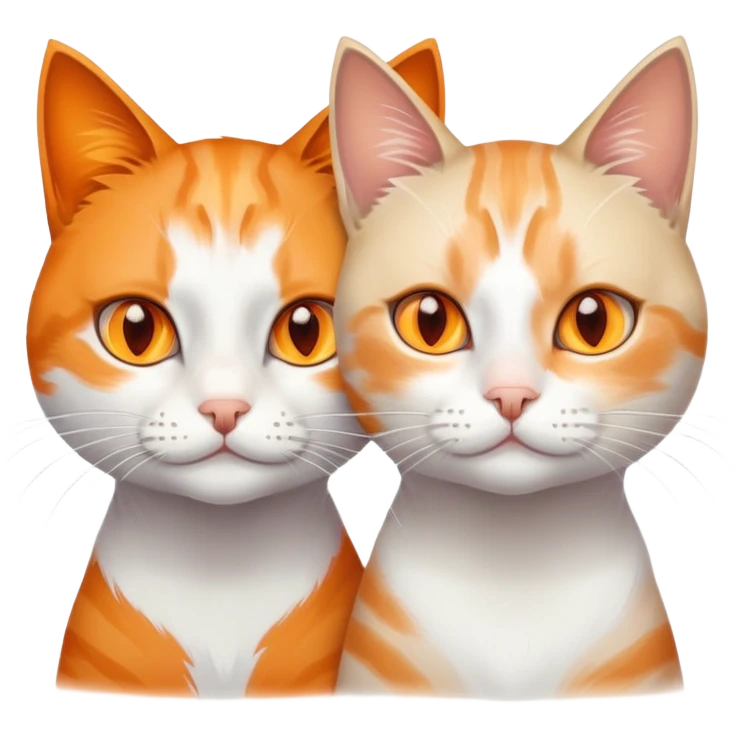 one orange creamy with orange eyes cat and one white with some gray stains on her face  emoji