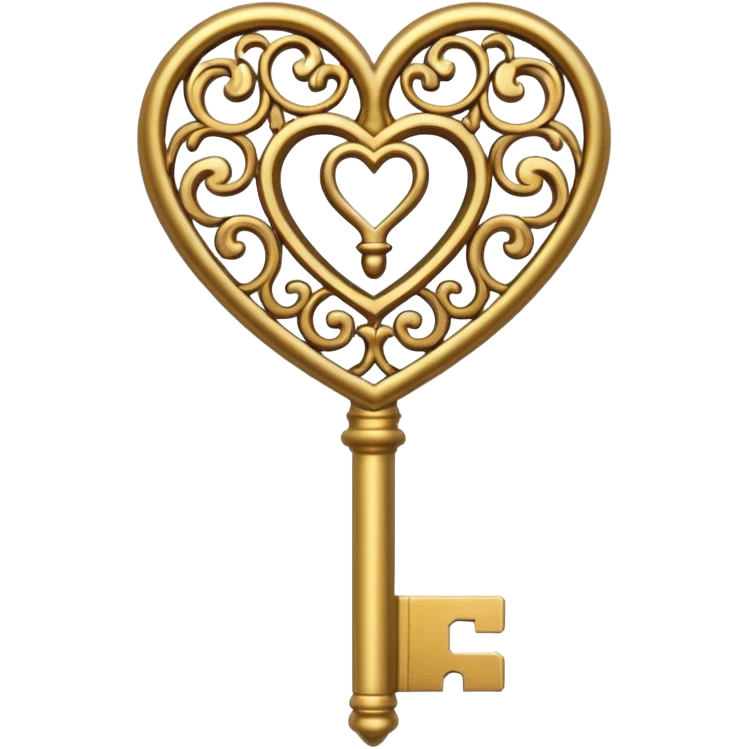 gold basic heart key emoji