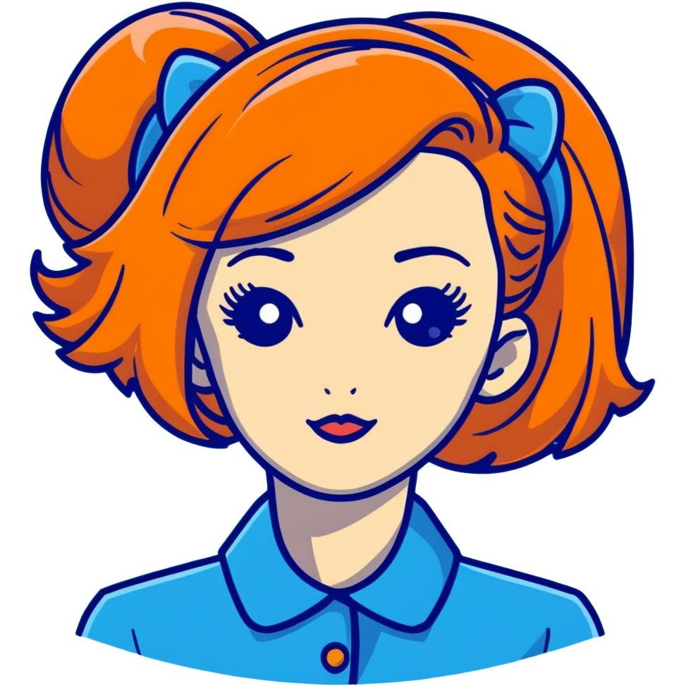 orange hair styled in a retro bouffant emoji