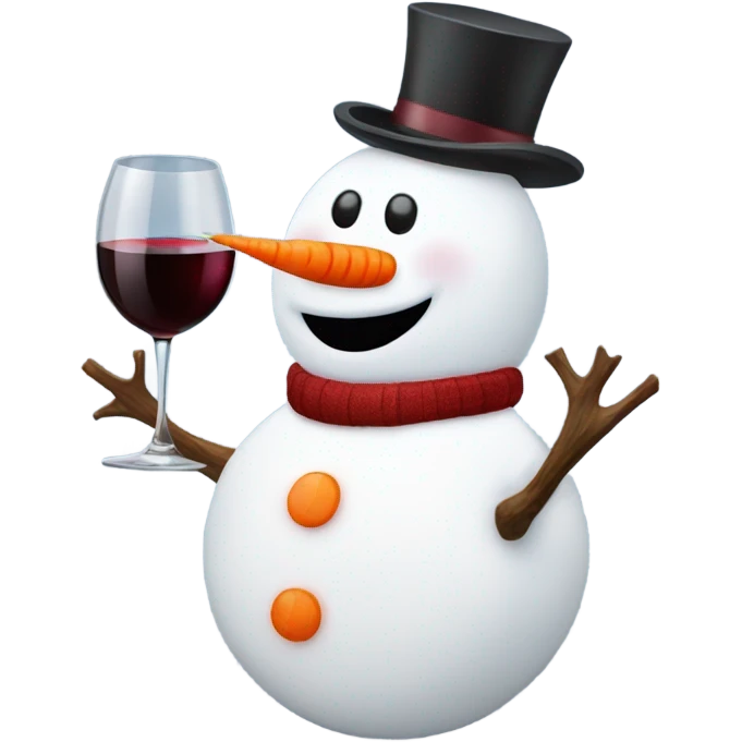 Snowman drinking a glass of red wine emoji