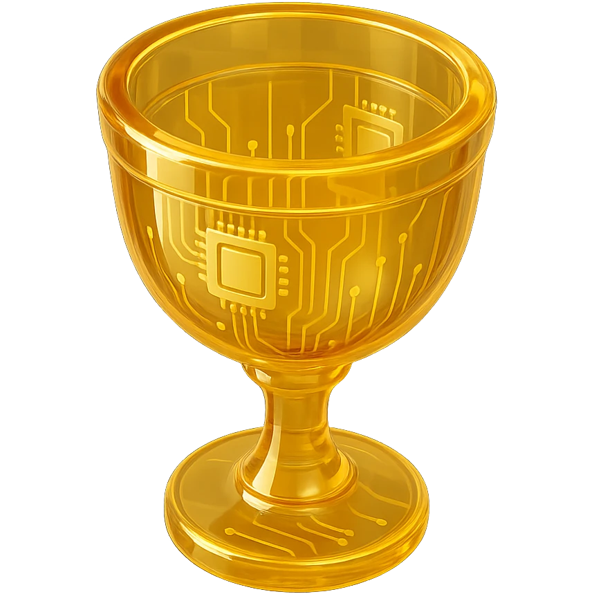 a simple golden chalice in gold style, reflective and elegant emoji