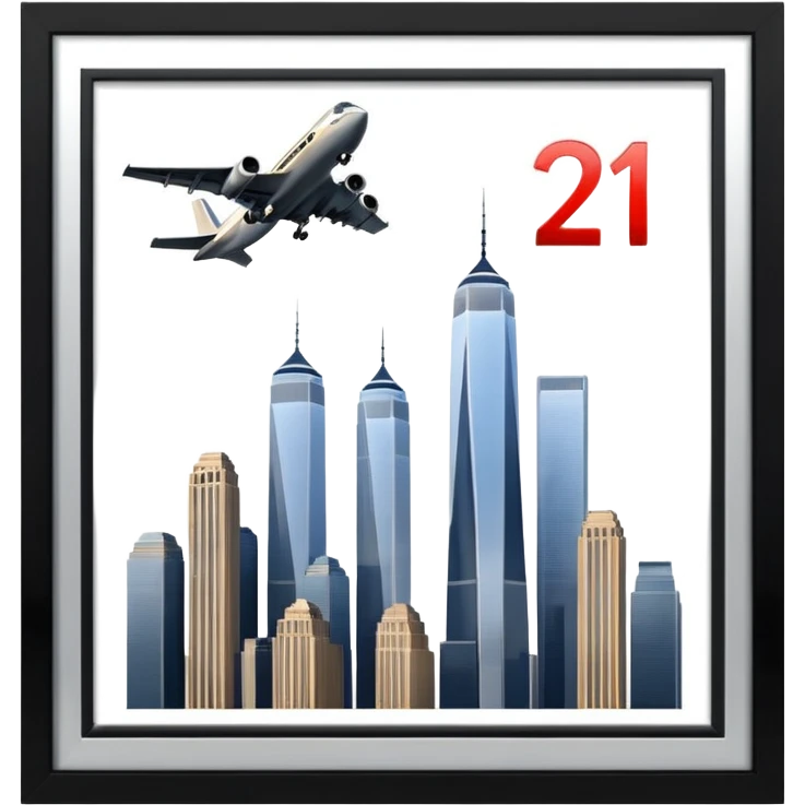 the number 21 on a plane flying into the twin towers emoji