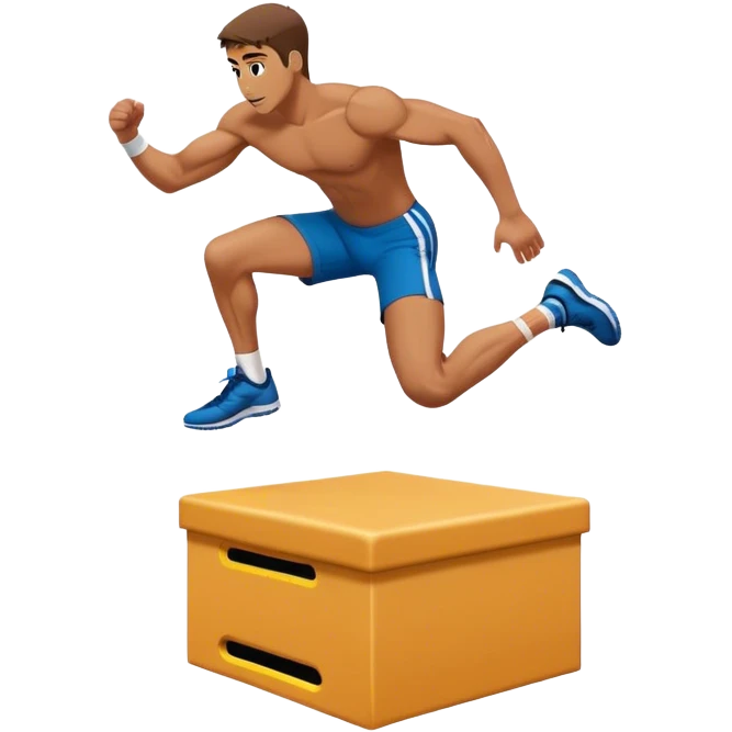 man jump onto plyo-box side-view emoji