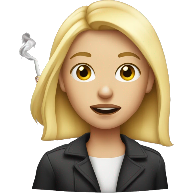 Blonde girl with cigarette in her mouth emoji