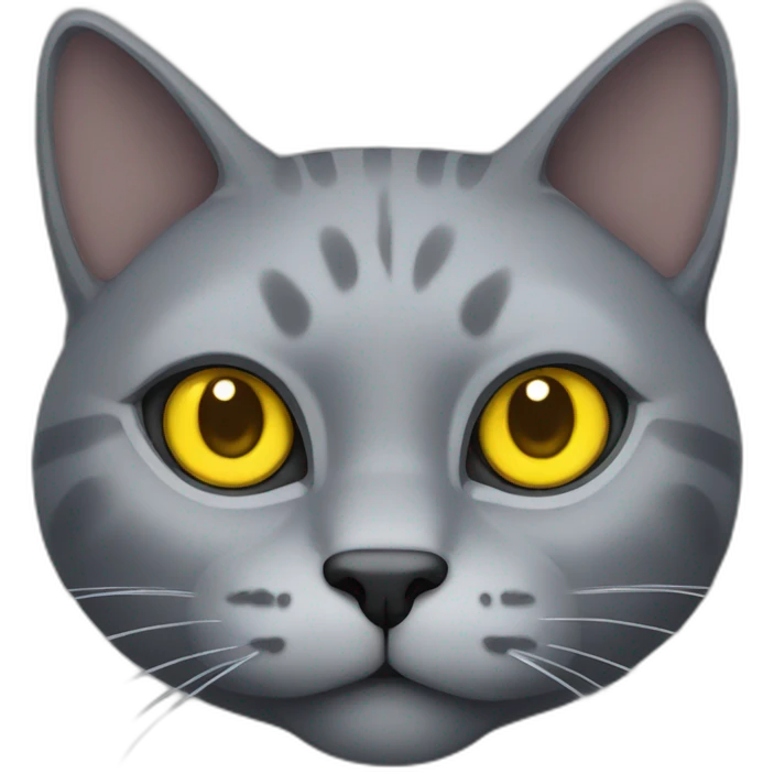 Head of gray cat with yellow eyes looking at you really brutal emoji