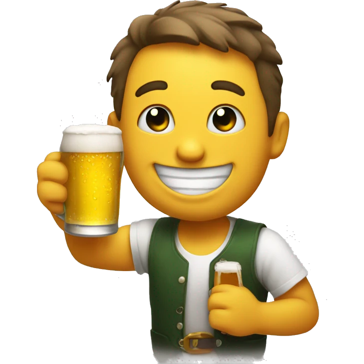 A smiley with a beer in his hand and he is smiling  emoji